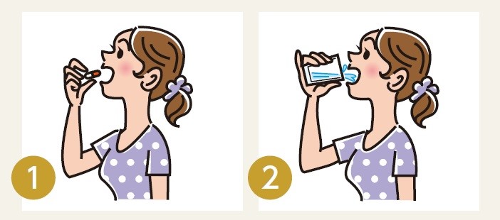 サプリ飲み方イラスト_錠剤、ソフトカプセル